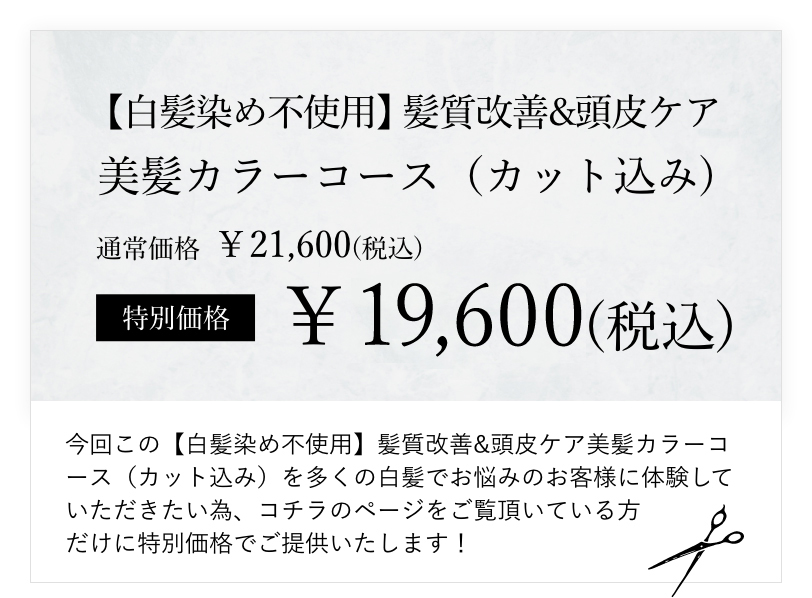 髪質改善&頭皮ケア　美髪カラーコース（カット込み）